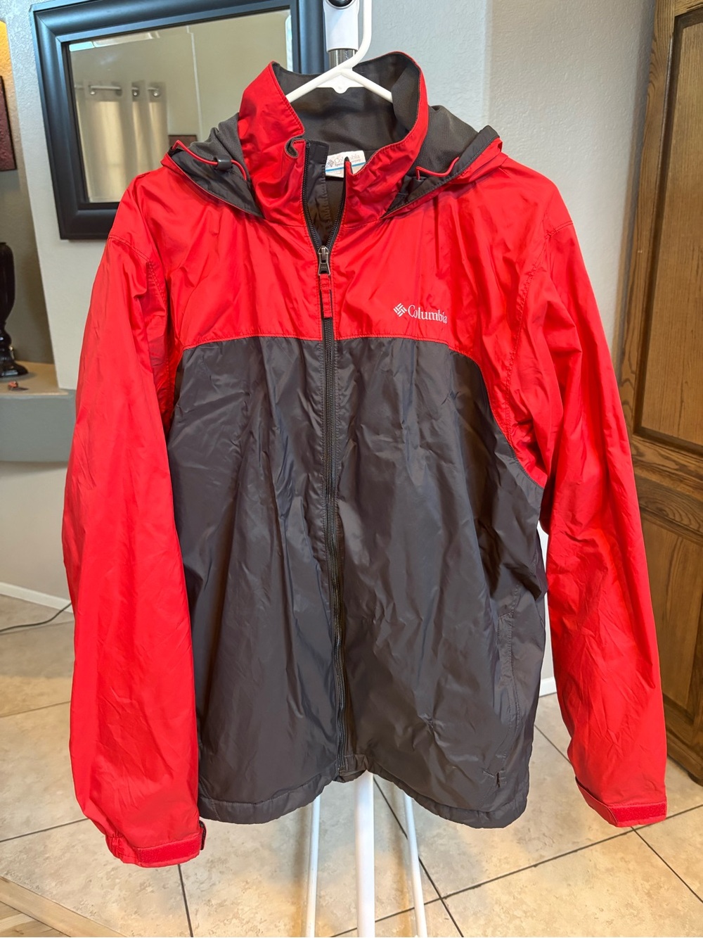 Men's Columbia Glennaker Lake Rain Jacket, Red/Graphite, Waterproof, L